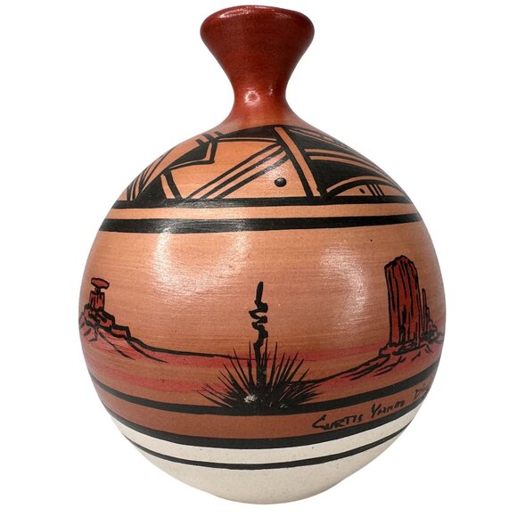 Curtis‎ Yanito Dine Nizhoni Navajo Pottery Valley Wind Authentic Signed Handmade - Picture 8 of 13
